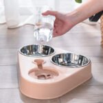 NNEOBA 500ML Dog Bowl Cat Feeder Bowl With Dog Water Bottle Automatic Drinking Pet Bowl Cat Food Bowl Pet Stainless Steel Double 3 Bowl - Image 3